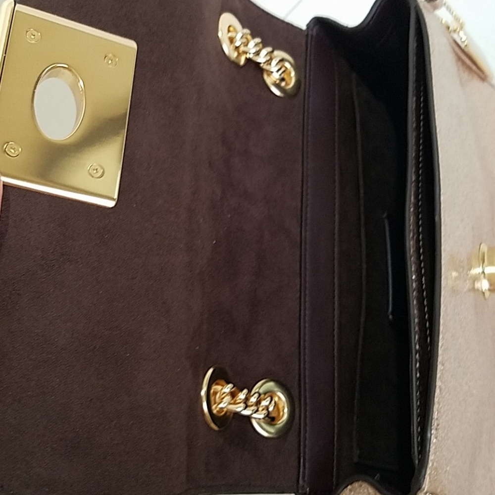 COACH Crinkle Rose Gold Leather Crossbody Bag - Picture 5 of 8